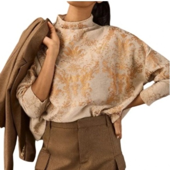Pilcro Sweaters - Anthropologie Pilcro The Alani Cashmere Mock Neck Sweater Women Large  Metallic